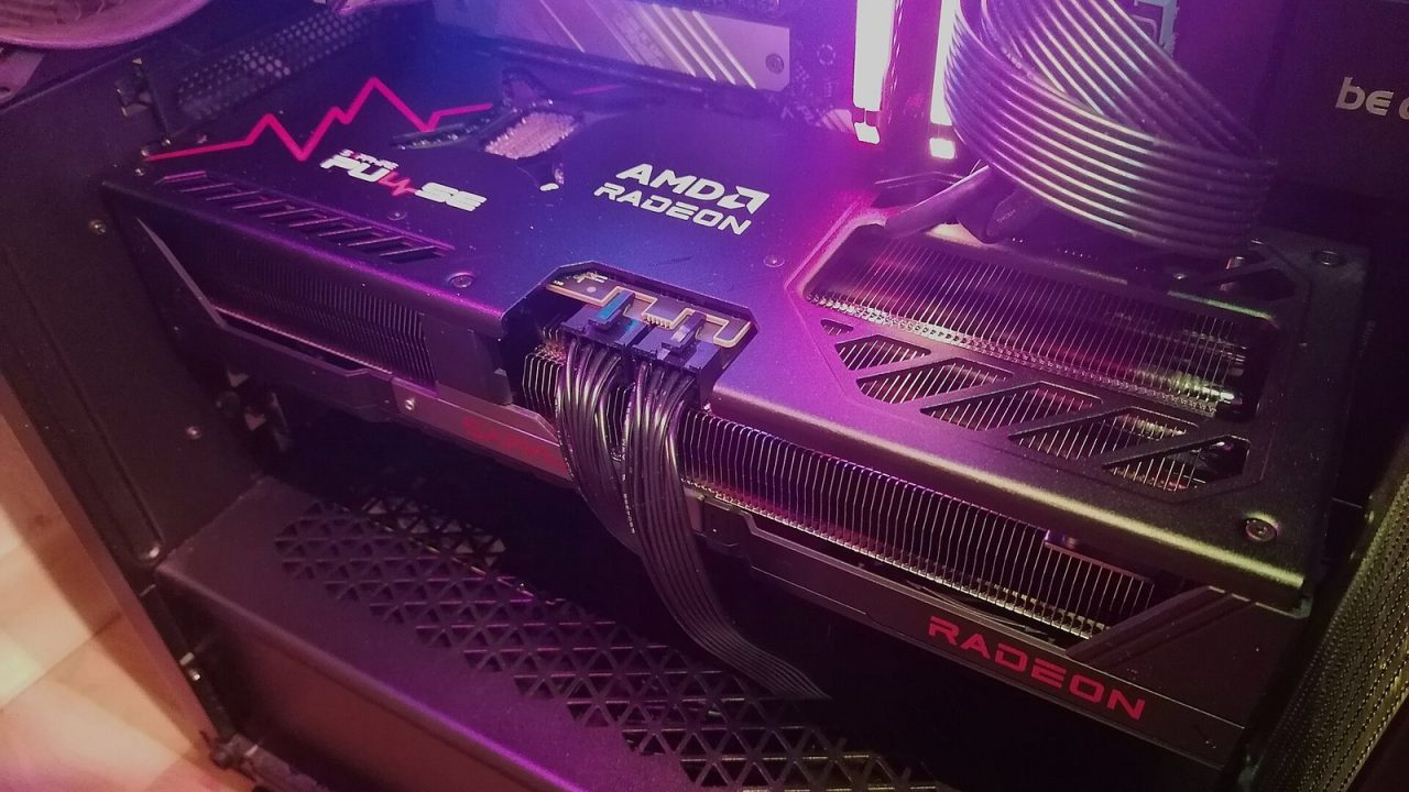 Sapphire Pulse Radeon RX 9070 XT graphics card installed in a PC case