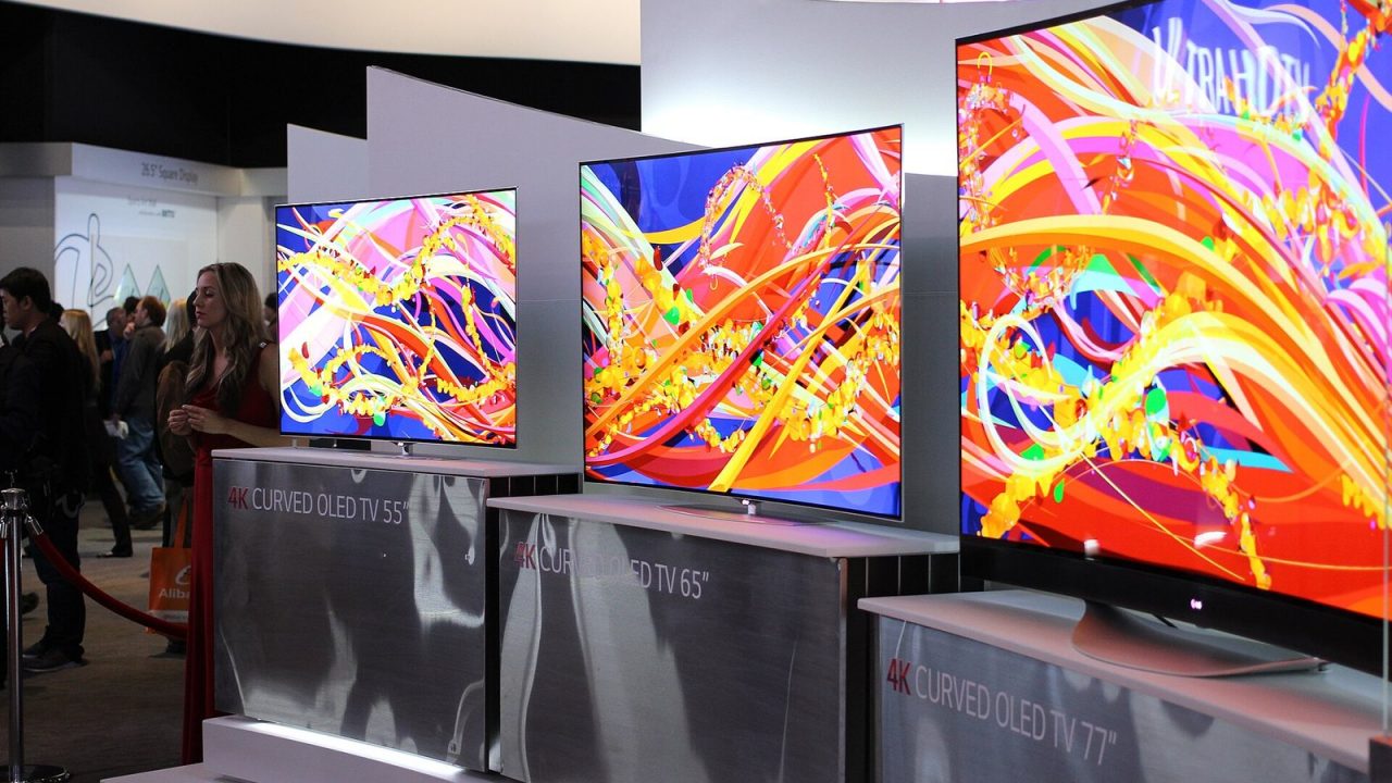 LG 4K curved OLED television on display