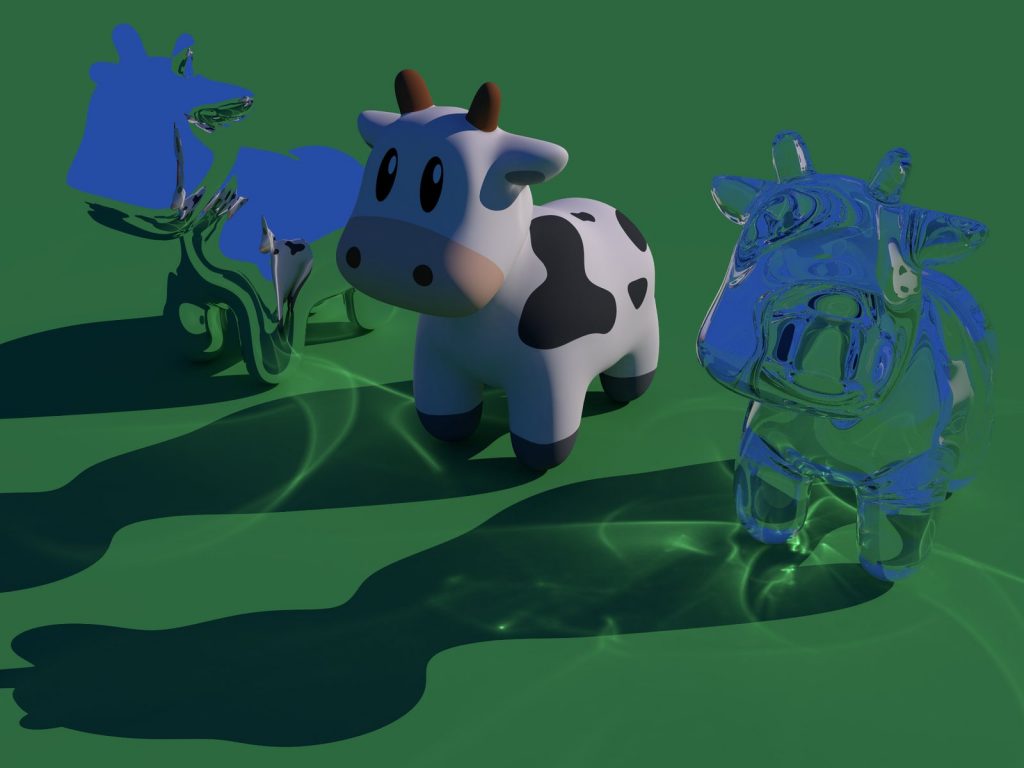 Offline POV-Ray render of a scene lit with radiosity and photon mapping