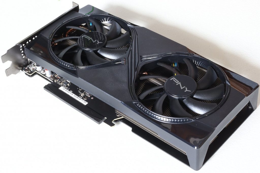 PNY GeForce RTX 5060 Ti 16GB graphics card with two fans, front view